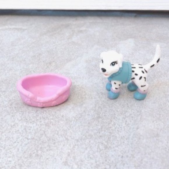 VINTAGE Polly Pocket Dog and Dog Bowl pet - Picture 2 of 4